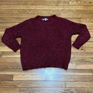 Jennifer Lopez Sweater Womens Medium Red Metallic Long Sleeve Open Knit Soft